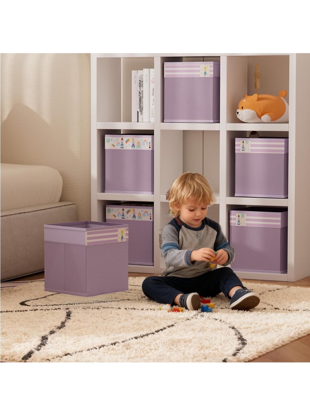 Purple Fabric Storage Bin - Set-Ready Cube Organizer
